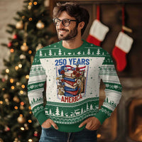 250 Years American Anniversary Ugly Christmas Sweater Patriotic Book Reader 4th of July