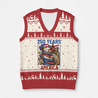 250 Years American Anniversary V-Neck Knit Sweater Vest Patriotic Book Reader 4th of July