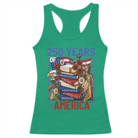 250 Years American Anniversary Racerback Tank Top Patriotic Book Reader 4th of July