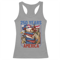 250 Years American Anniversary Racerback Tank Top Patriotic Book Reader 4th of July