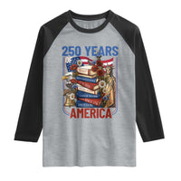 250 Years American Anniversary Raglan Shirt Patriotic Book Reader 4th of July