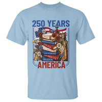 250 Years American Anniversary T Shirt Patriotic Book Reader 4th of July