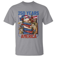 250 Years American Anniversary T Shirt Patriotic Book Reader 4th of July