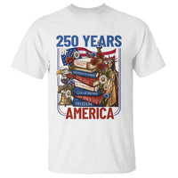 250 Years American Anniversary T Shirt Patriotic Book Reader 4th of July