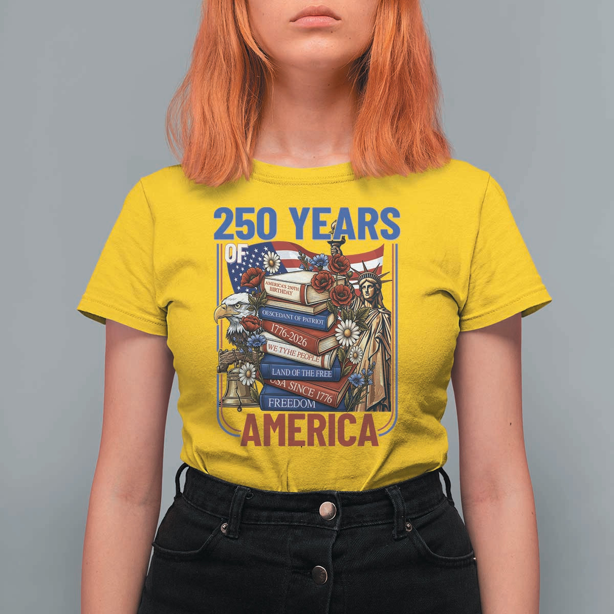 250 Years American Anniversary T Shirt For Women Patriotic Book Reader 4th of July