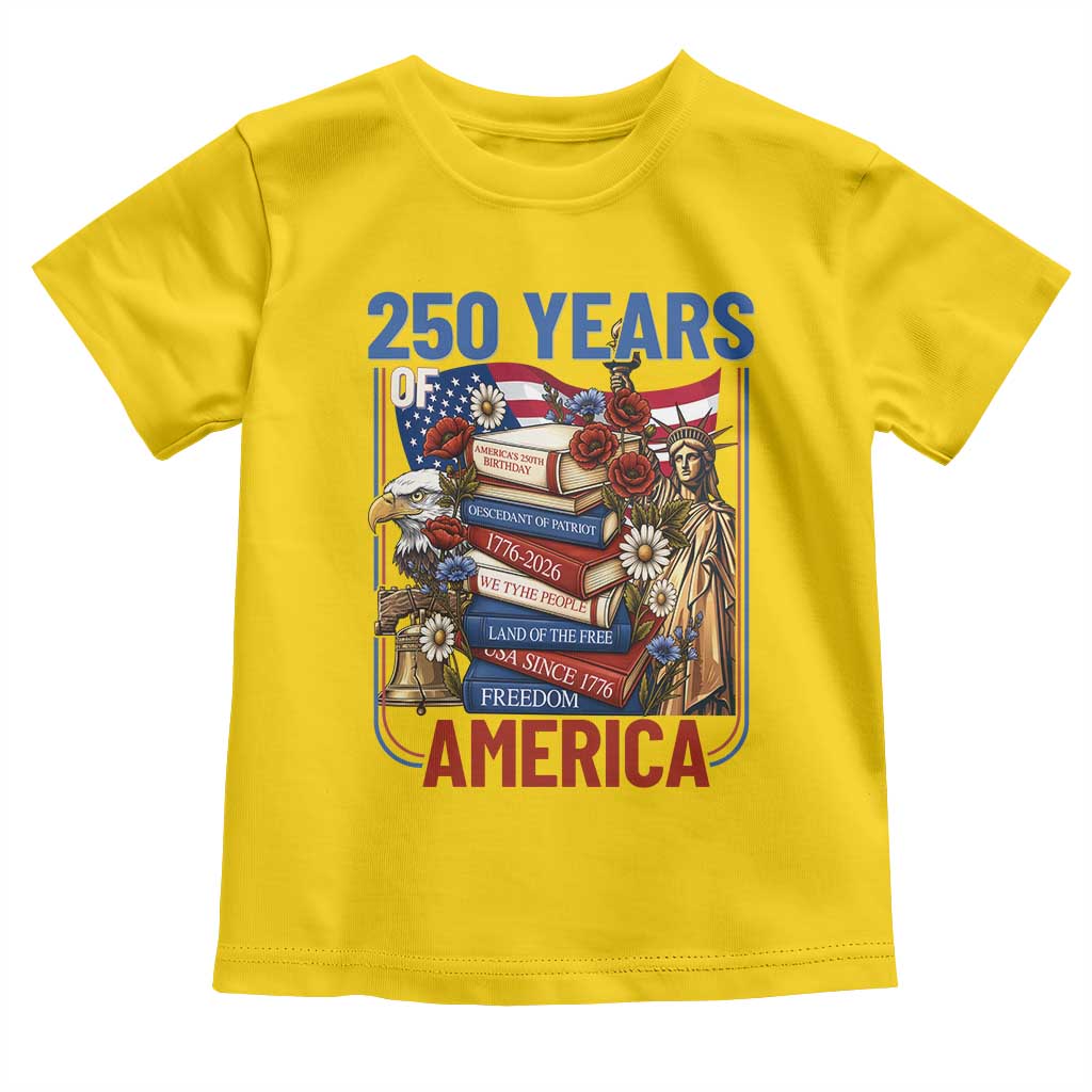 250 Years American Anniversary Toddler T Shirt Patriotic Book Reader 4th of July