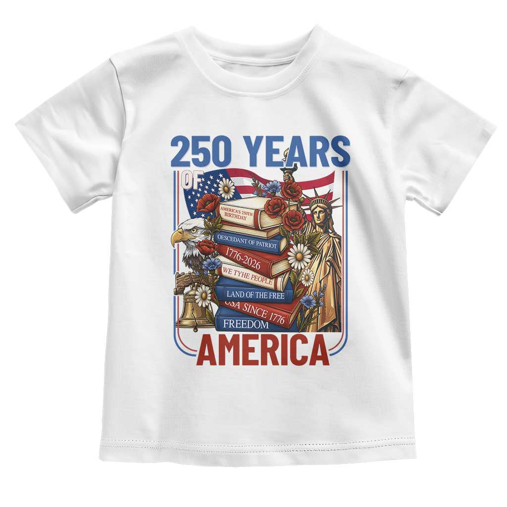 250 Years American Anniversary Toddler T Shirt Patriotic Book Reader 4th of July
