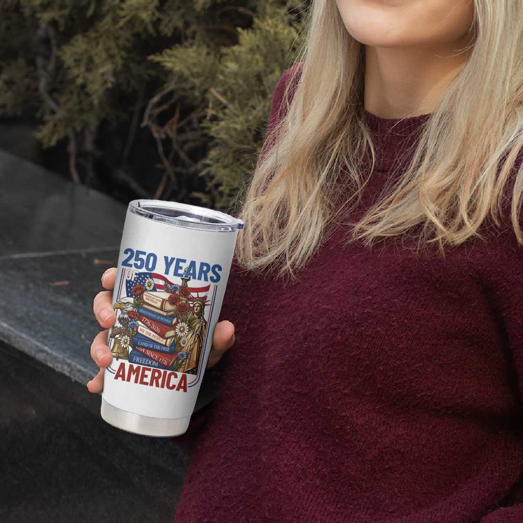 250 Years American Anniversary Tumbler Cup Patriotic Book Reader 4th of July