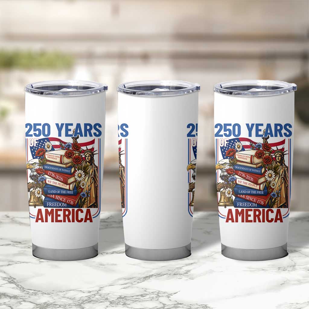 250 Years American Anniversary Tumbler Cup Patriotic Book Reader 4th of July