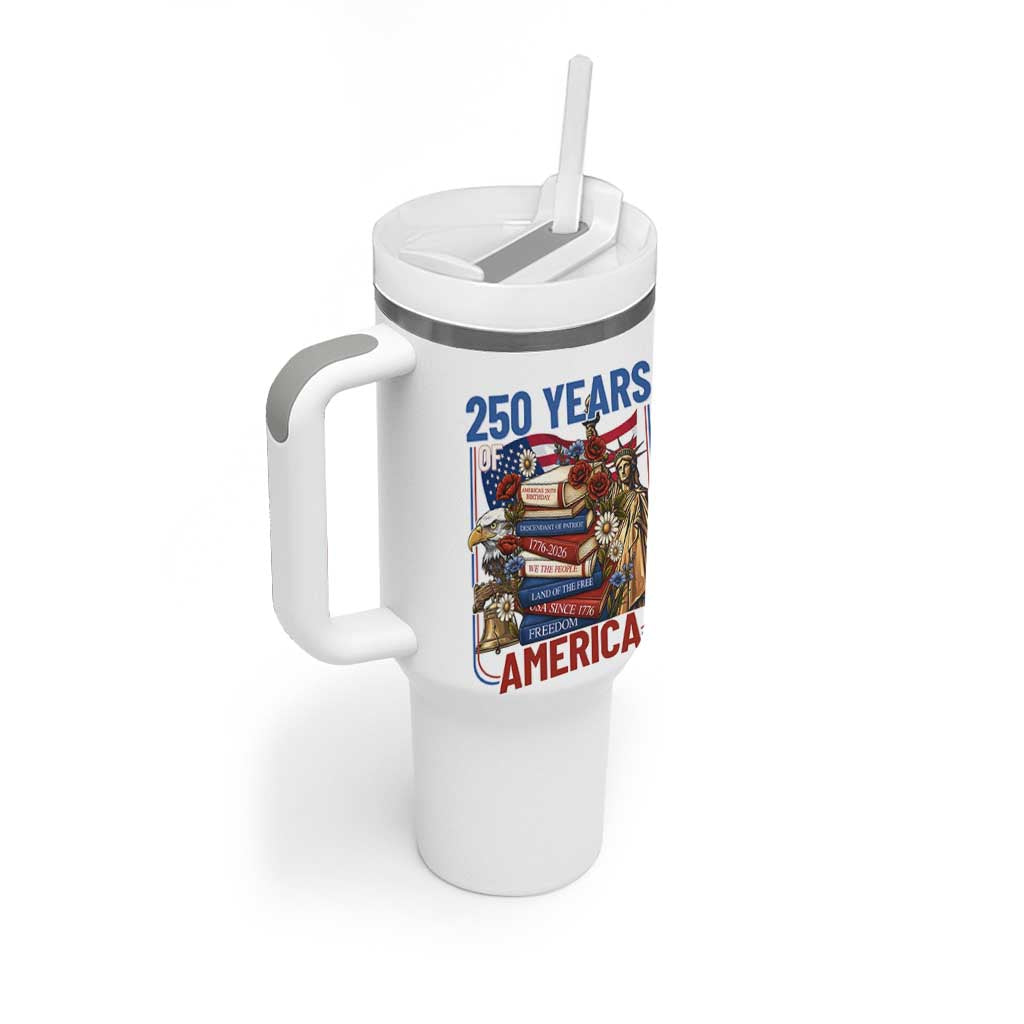 250 Years American Anniversary Tumbler With Handle Patriotic Book Reader 4th of July