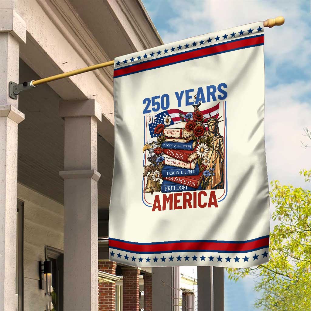 250 Years American Anniversary Patriotic Garden Flag Patriotic Book Reader 4th of July