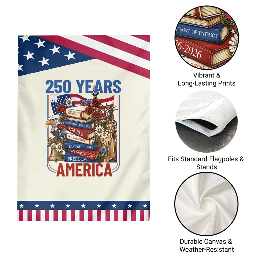 250 Years American Anniversary Patriotic Garden Flag Patriotic Book Reader 4th of July