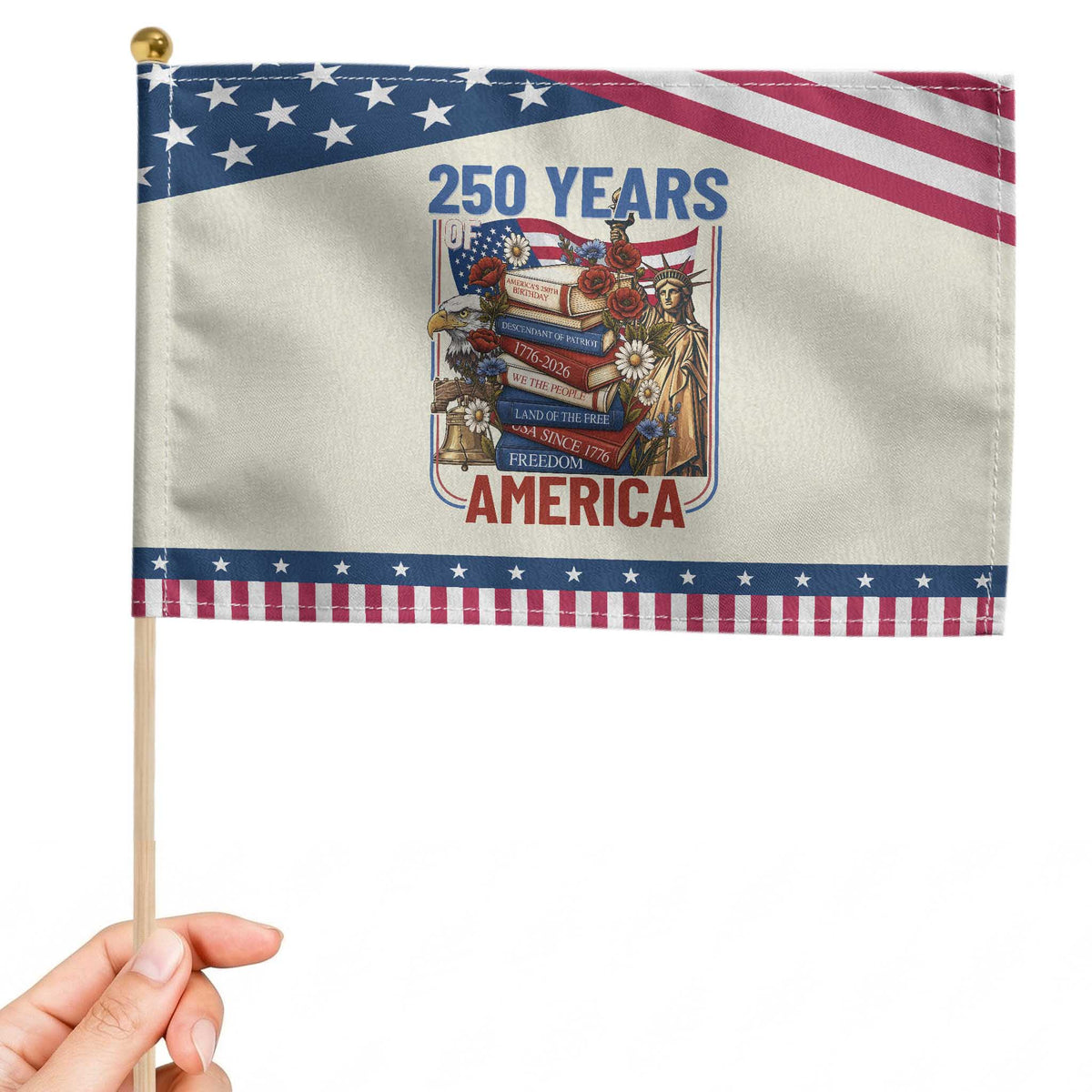 250 Years American Anniversary Patriotic Handheld Flag Book Reader 4th of July