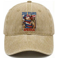 250 Years American Anniversary Washed Cotton Baseball Cap Patriotic Book Reader 4th of July