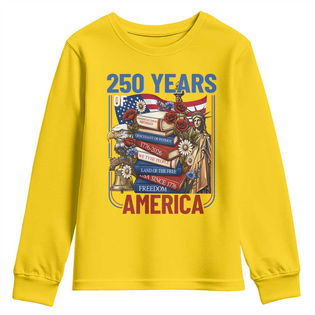 250 Years American Anniversary Youth Sweatshirt Patriotic Book Reader 4th of July