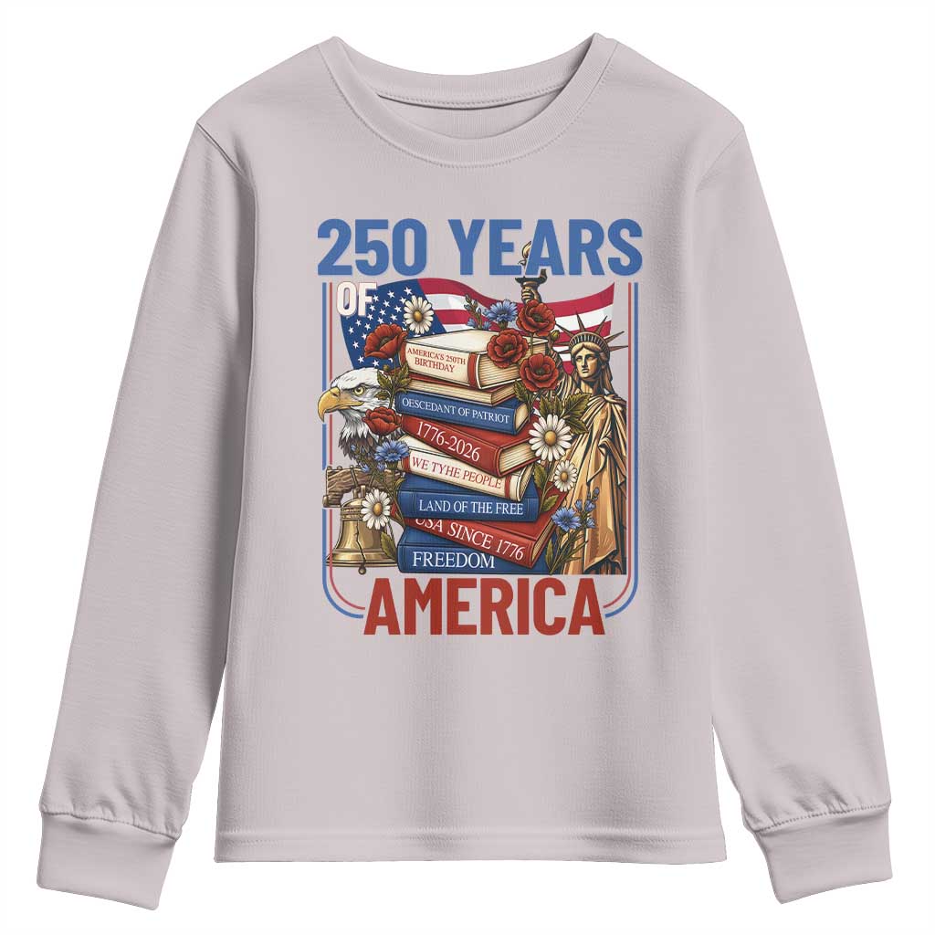 250 Years American Anniversary Youth Sweatshirt Patriotic Book Reader 4th of July