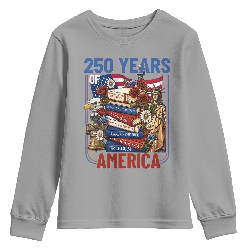 250 Years American Anniversary Youth Sweatshirt Patriotic Book Reader 4th of July