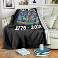 250th America Anniversary Throw Blanket Starry Night Patriotic Eagle Liberty Bell American Flag