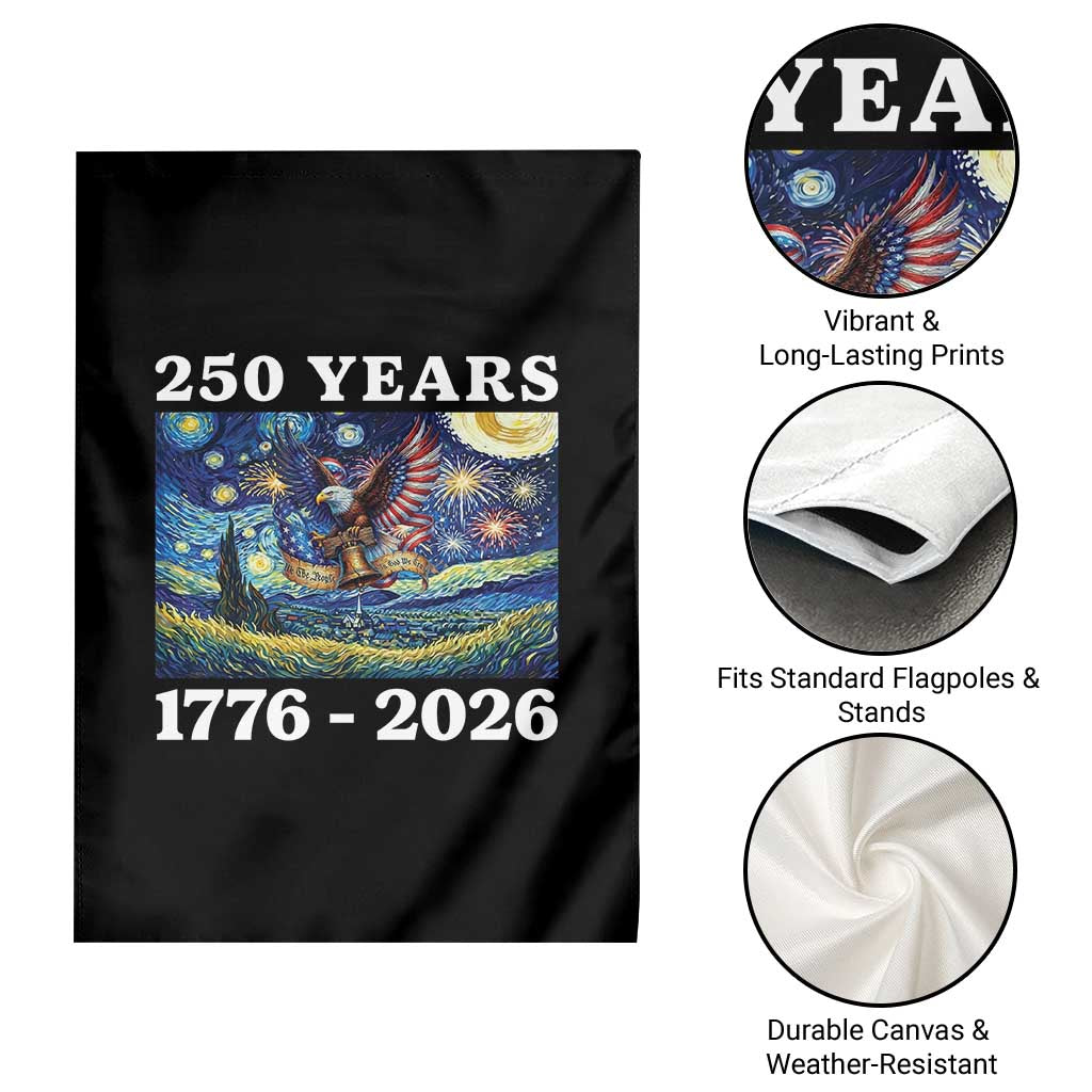 250th America Anniversary Garden Flag Starry Night Patriotic Eagle Liberty Bell American Flag