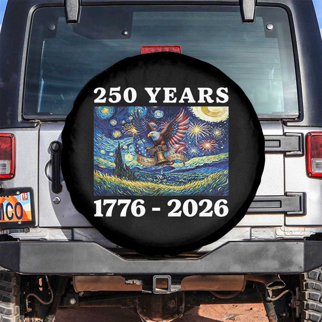 250th America Anniversary Spare Tire Cover Starry Night Patriotic Eagle Liberty Bell American Flag