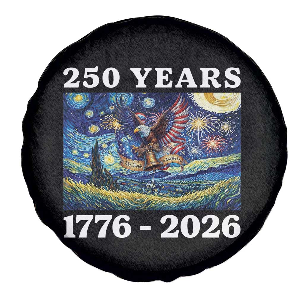 250th America Anniversary Spare Tire Cover Starry Night Patriotic Eagle Liberty Bell American Flag