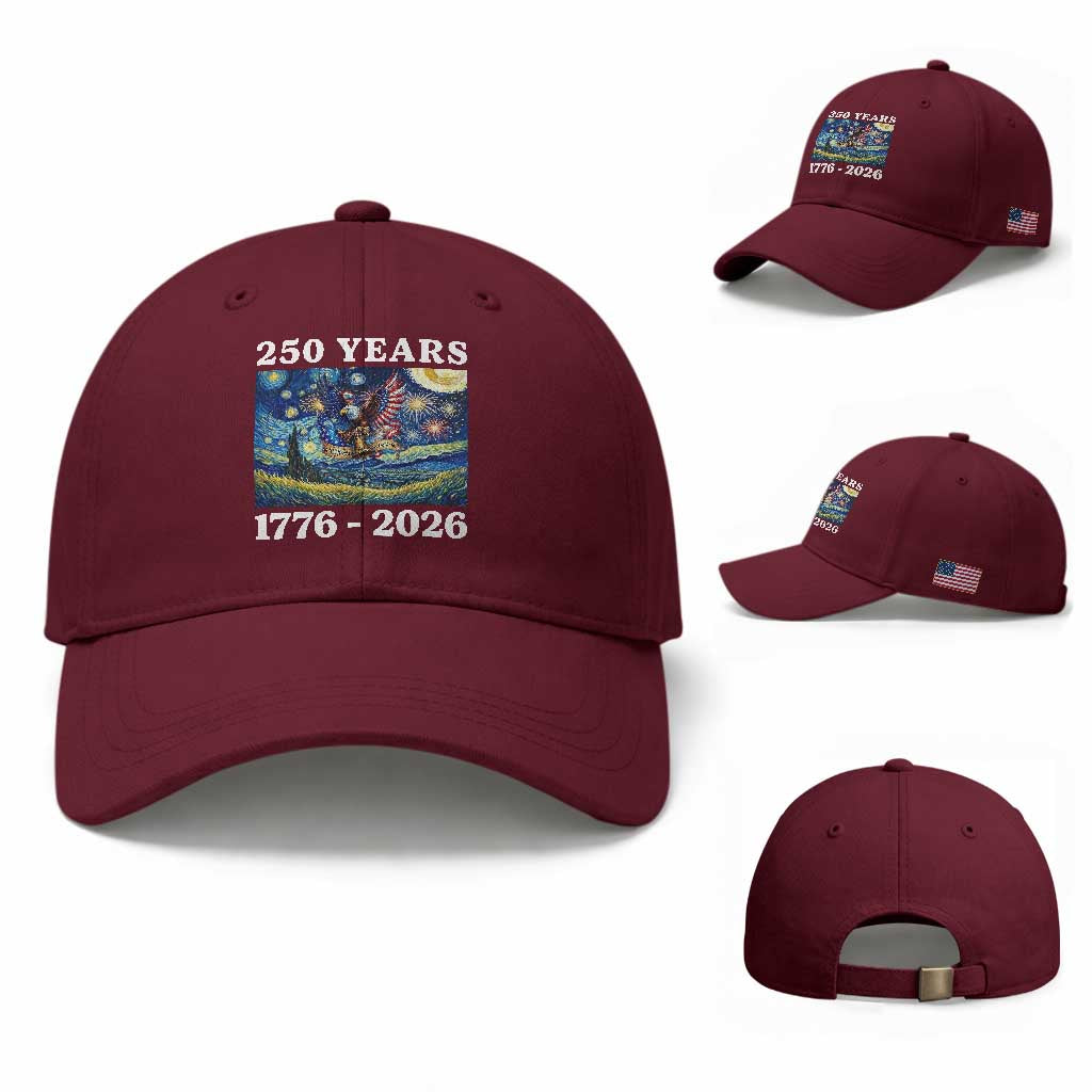 250th America Anniversary Baseball Cap Starry Night Patriotic Eagle Liberty Bell American Flag