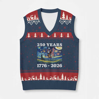 250th America Anniversary V-Neck Knit Sweater Vest Starry Night Patriotic Eagle Liberty Bell American Flag