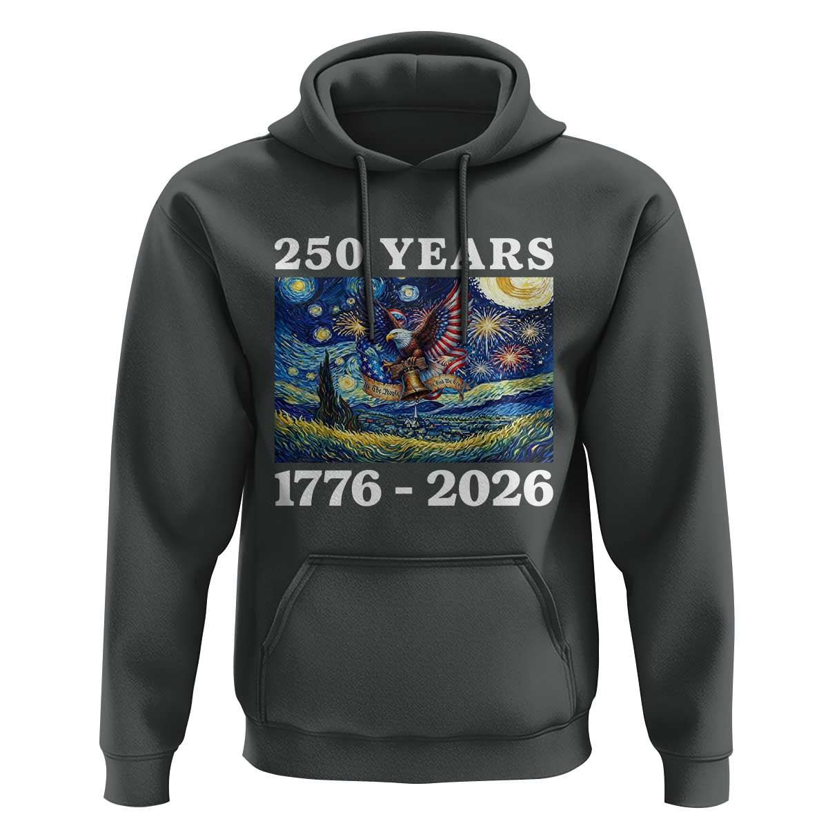 250th America Anniversary Hoodie Starry Night Patriotic Eagle Liberty Bell American Flag