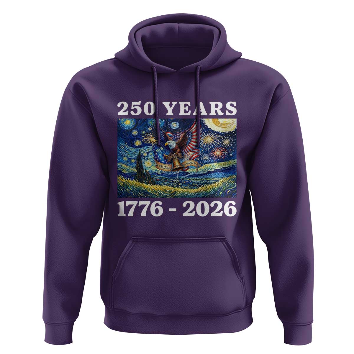 250th America Anniversary Hoodie Starry Night Patriotic Eagle Liberty Bell American Flag