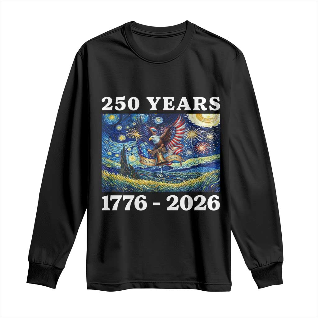 250th America Anniversary Long Sleeve Shirt Starry Night Patriotic Eagle Liberty Bell American Flag