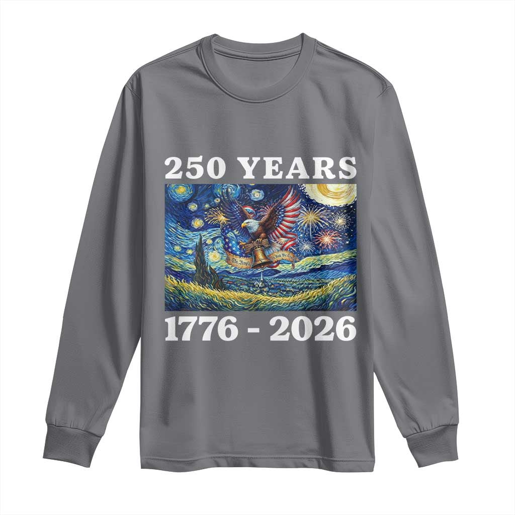 250th America Anniversary Long Sleeve Shirt Starry Night Patriotic Eagle Liberty Bell American Flag