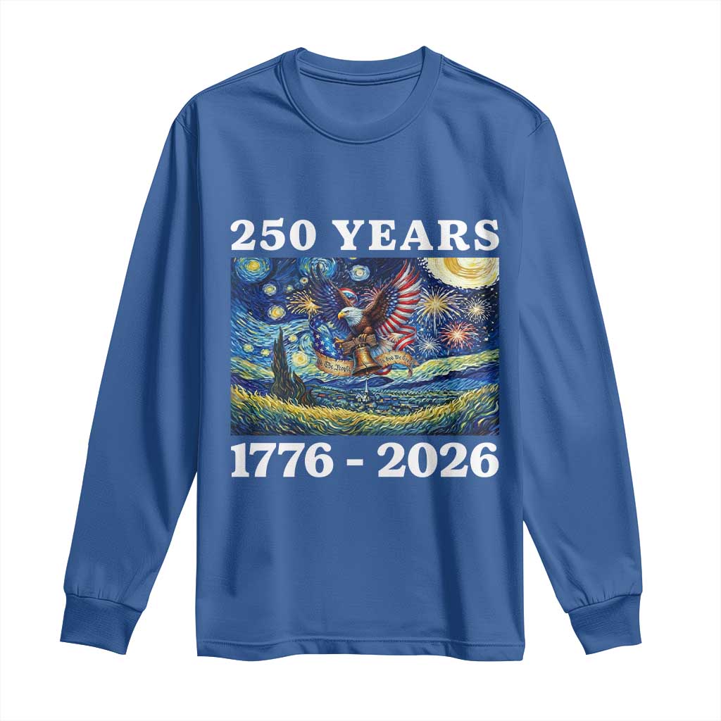 250th America Anniversary Long Sleeve Shirt Starry Night Patriotic Eagle Liberty Bell American Flag