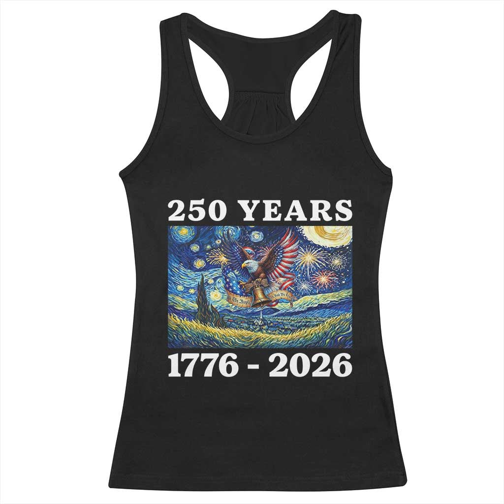 250th America Anniversary Racerback Tank Top Starry Night Patriotic Eagle Liberty Bell American Flag