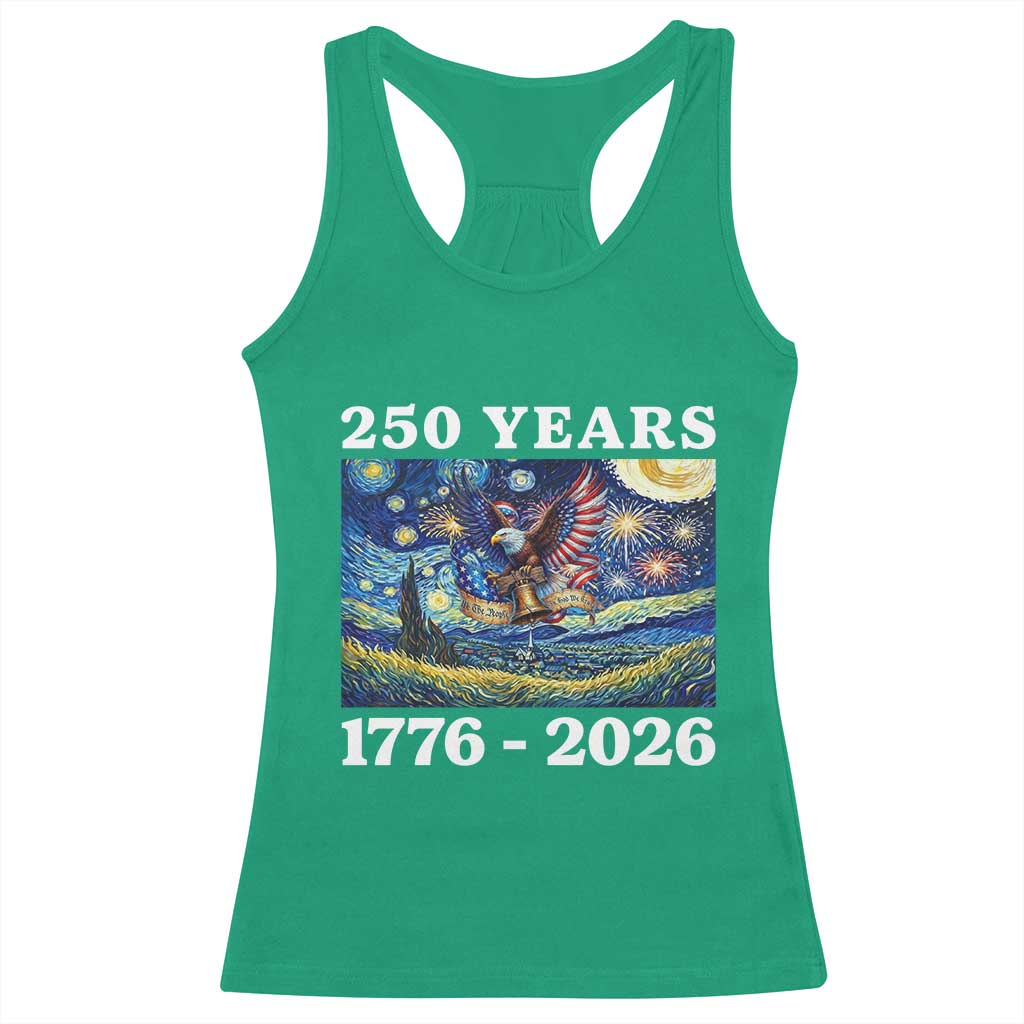 250th America Anniversary Racerback Tank Top Starry Night Patriotic Eagle Liberty Bell American Flag