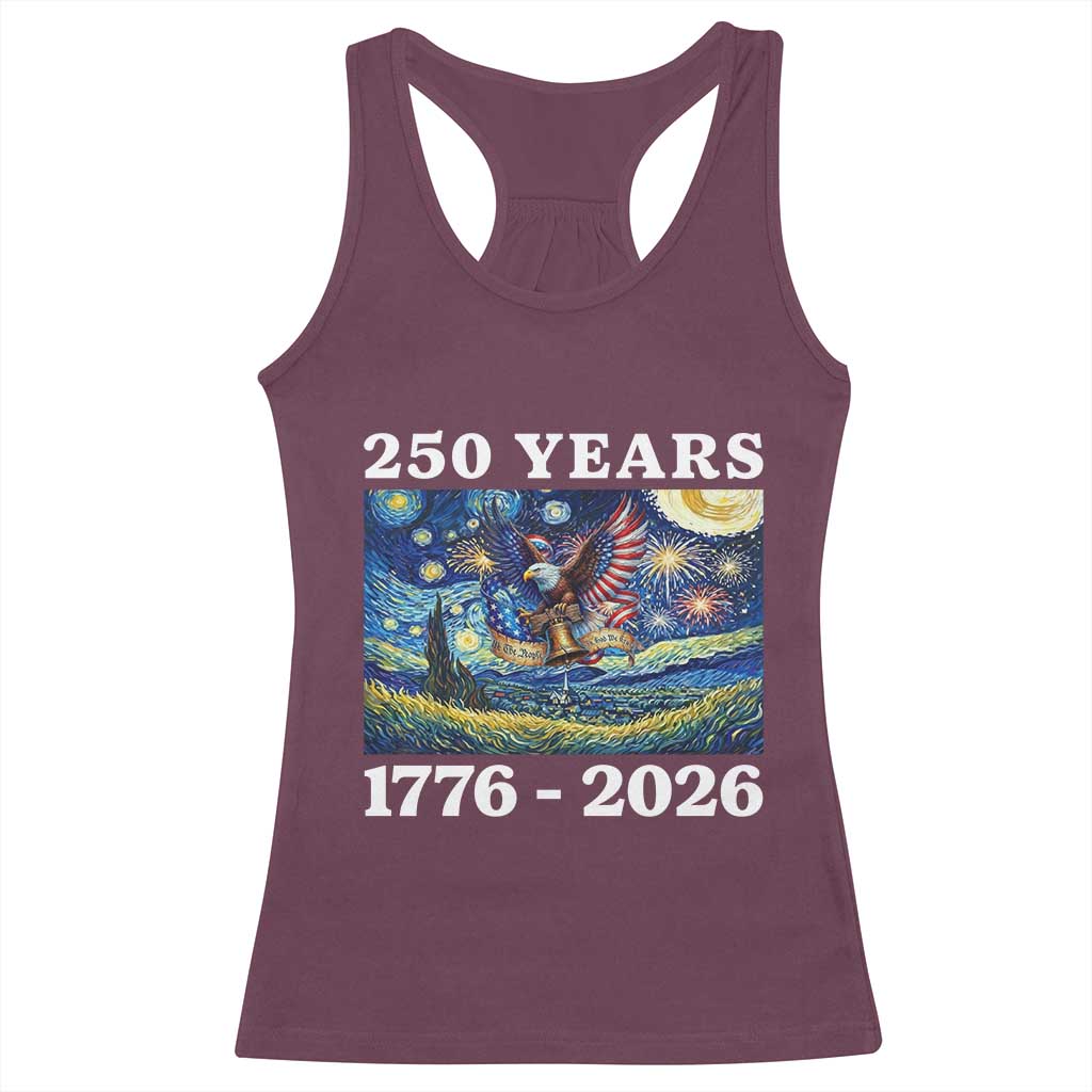 250th America Anniversary Racerback Tank Top Starry Night Patriotic Eagle Liberty Bell American Flag