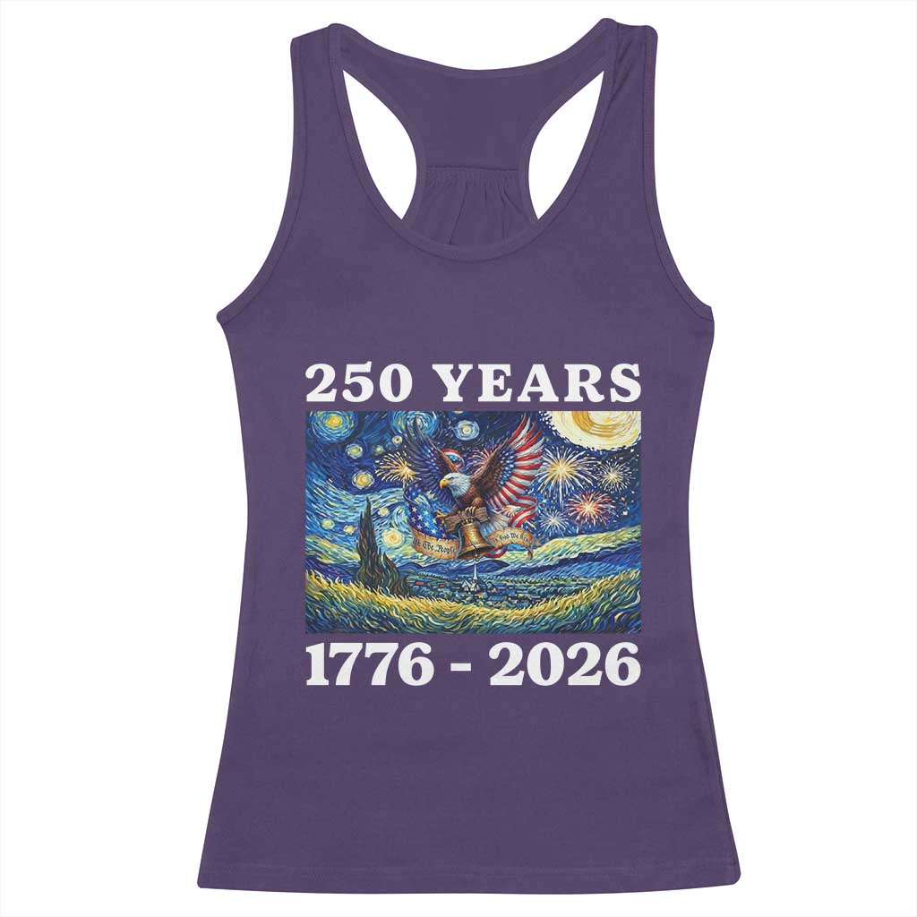 250th America Anniversary Racerback Tank Top Starry Night Patriotic Eagle Liberty Bell American Flag