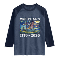 250th America Anniversary Raglan Shirt Starry Night Patriotic Eagle Liberty Bell American Flag