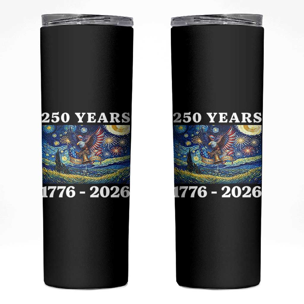 250th America Anniversary Skinny Tumbler Starry Night Patriotic Eagle Liberty Bell American Flag