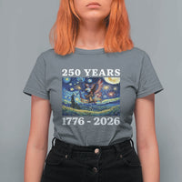 250th America Anniversary T Shirt For Women Starry Night Patriotic Eagle Liberty Bell American Flag