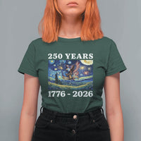 250th America Anniversary T Shirt For Women Starry Night Patriotic Eagle Liberty Bell American Flag