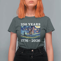 250th America Anniversary T Shirt For Women Starry Night Patriotic Eagle Liberty Bell American Flag