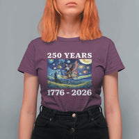 250th America Anniversary T Shirt For Women Starry Night Patriotic Eagle Liberty Bell American Flag
