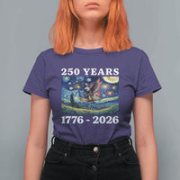 250th America Anniversary T Shirt For Women Starry Night Patriotic Eagle Liberty Bell American Flag