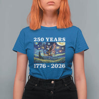 250th America Anniversary T Shirt For Women Starry Night Patriotic Eagle Liberty Bell American Flag