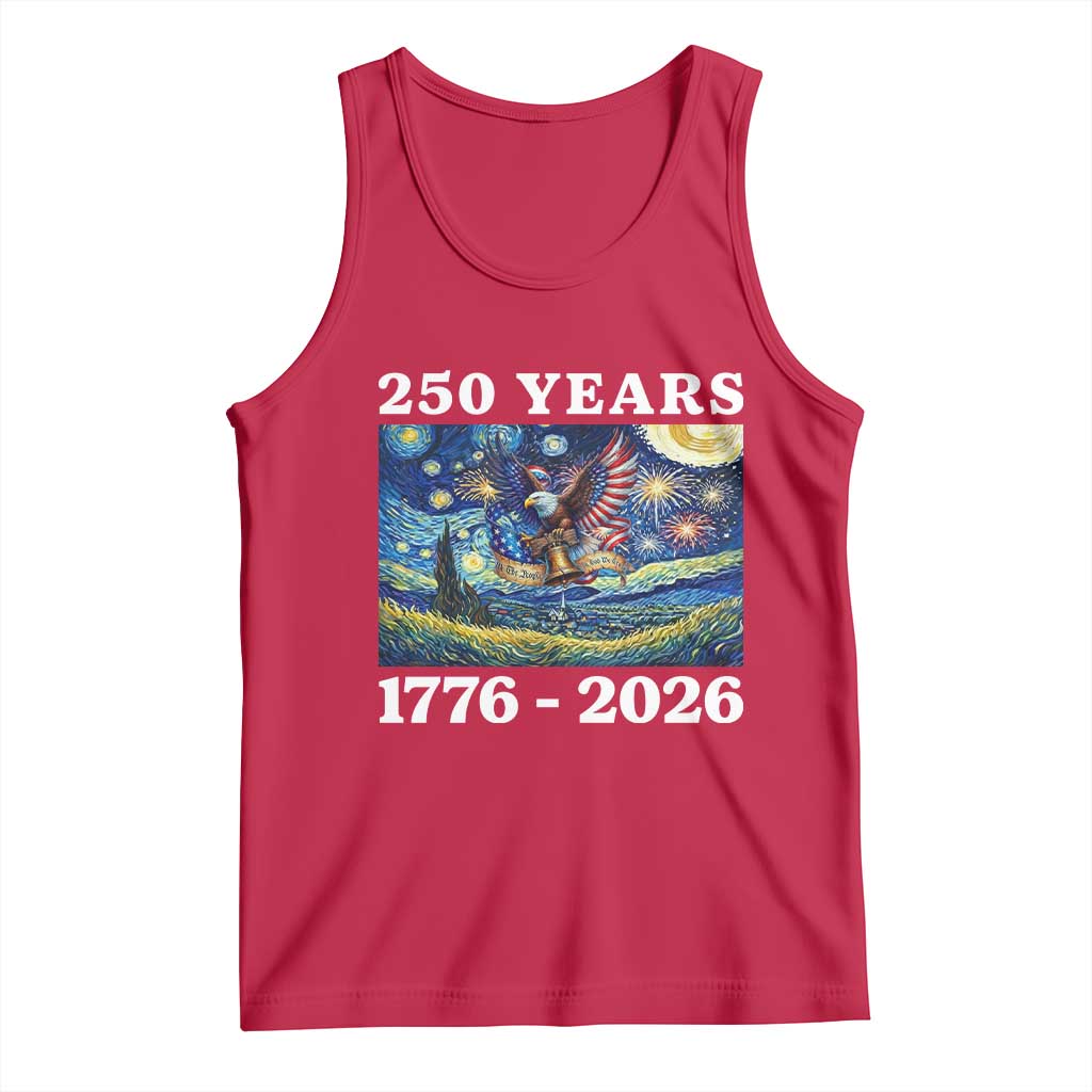 250th America Anniversary Tank Top Starry Night Patriotic Eagle Liberty Bell American Flag