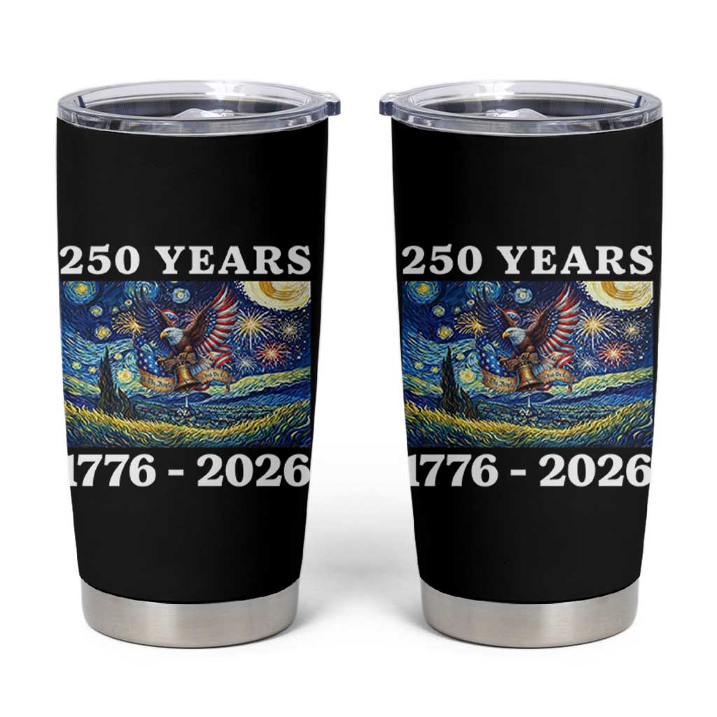 250th America Anniversary Tumbler Cup Starry Night Patriotic Eagle Liberty Bell American Flag