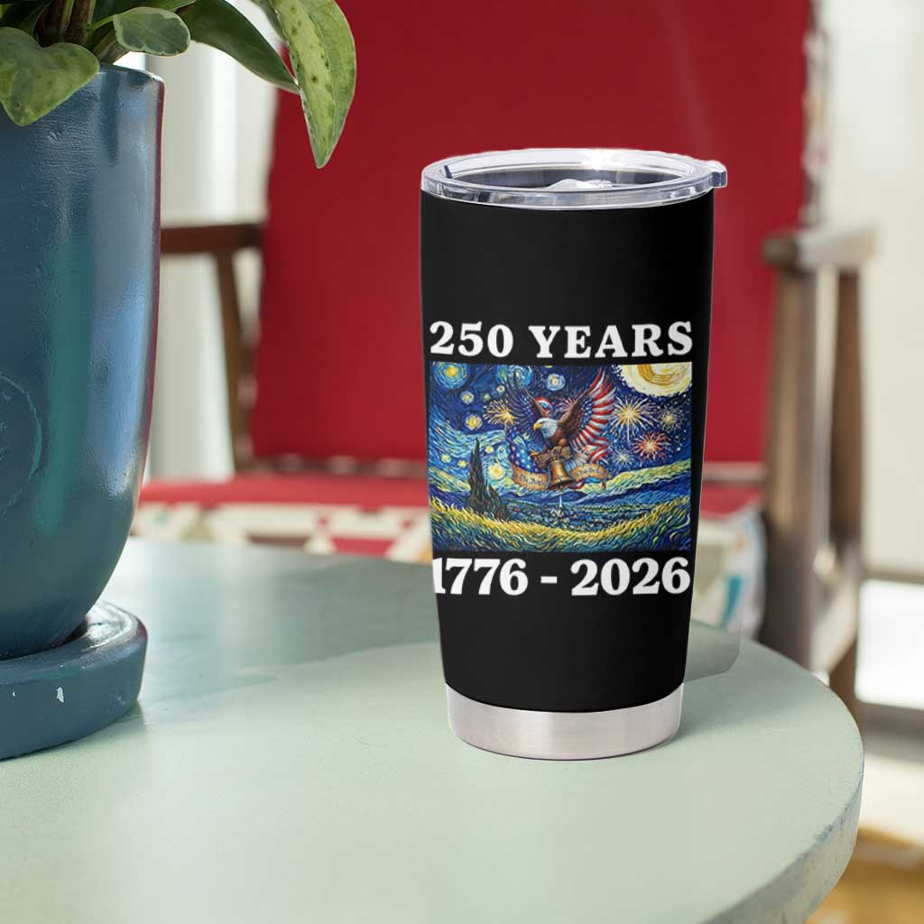 250th America Anniversary Tumbler Cup Starry Night Patriotic Eagle Liberty Bell American Flag