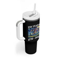 250th America Anniversary Tumbler With Handle Starry Night Patriotic Eagle Liberty Bell American Flag