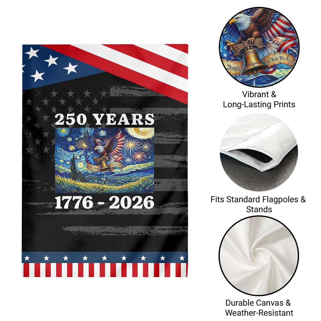 250th America Anniversary Patriotic Garden Flag Starry Night Patriotic Eagle Liberty Bell American Flag