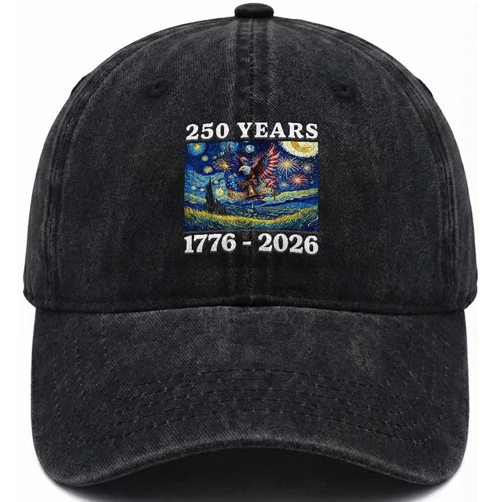 250th America Anniversary Washed Cotton Baseball Cap Starry Night Patriotic Eagle Liberty Bell American Flag